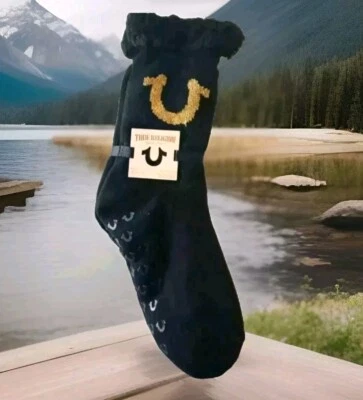 TRUE RELIGION SHERPA FLEECE-LINED THERMAL SLIPPER SOCKS MEN'S SIZE 8-12.5 BLACK  - Image 1 of 4