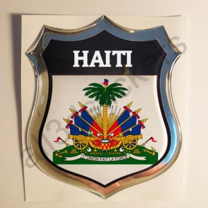 Sticker Haiti Emblem Coat of Arms Shield 3D Resin Domed Gel Vinyl Decal Car Moto - Foto 1 di 1