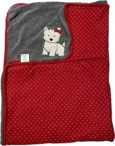 Gymboree grau rot gepunktet Westie Hund Scottie Baby Kinder Decke Security Lovey - Bild 1 von 7