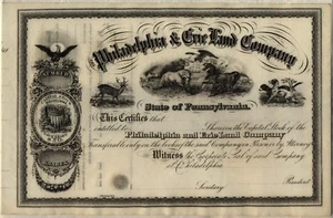 Certificado de acciones de Philadelphia & Erie Land Company - Imagen 1 de 1