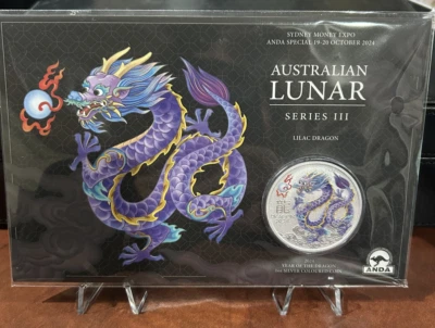 Moneda de plata coleccionable 2024 Australian Lunar Dragon Serie III de 1 oz Foto 1 de 4