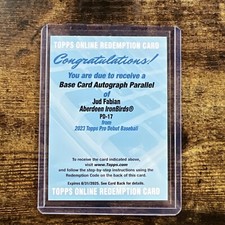 2023 Topps Pro Debut Jud Fabian Auto Autograph Redemption Card NEW