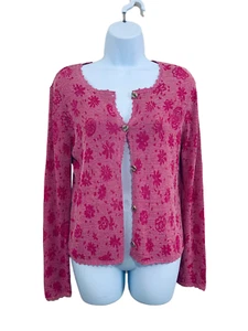 Vtg Sigrid Olsen Small Cardigan Sweater Long Sleeve Y2K Pink Fairy Coquette - Picture 1 of 8