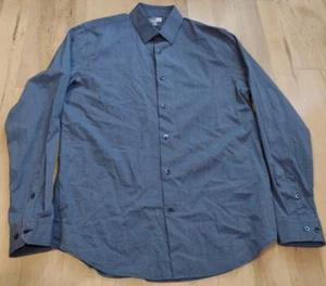 Express 1MX Fitted Men's Button Front Long Sleeve Blue Shirt Size L 16-16.5 - Picture 1 of 5