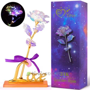 Eternal Rose Flower LED Light Enchanted Galaxy Rose Gift for Girlfriend Mom Wife - Picture 1 of 20