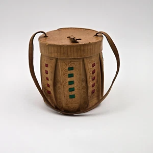 Vintage Handmade Hand-Tooled Leather Cylindrical Handbag – Embossed & Inlaid - Picture 1 of 21