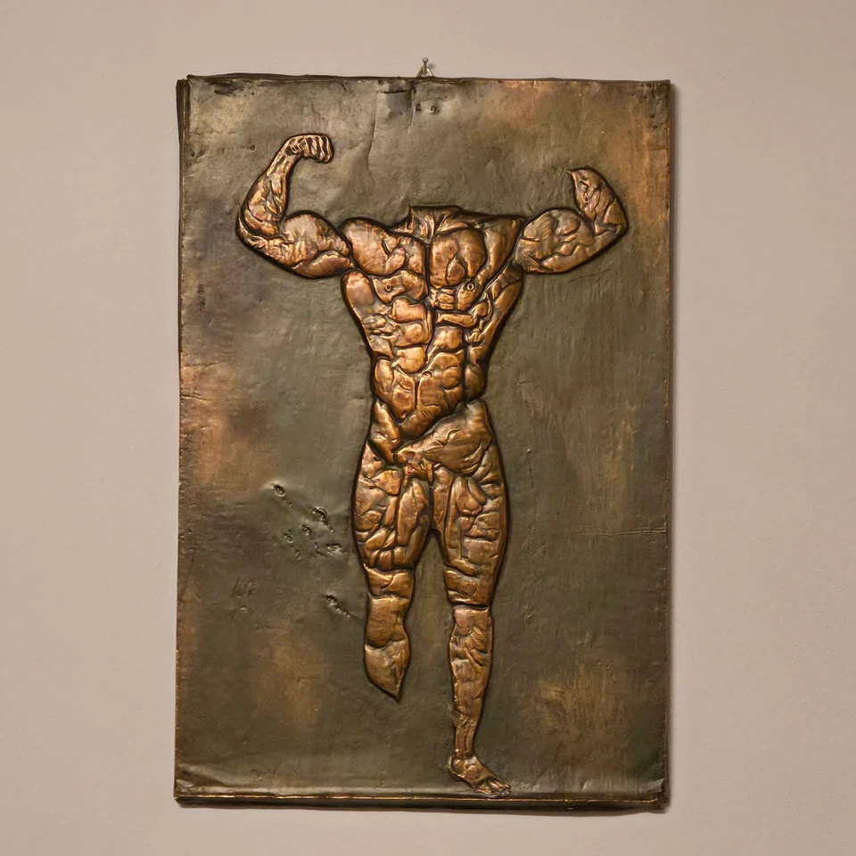 3D Wandbild Wanddeko Bild Metall Bodybuilder Fitness Gym 40 x 27cm Retro Vintage - Bild 1 von 4