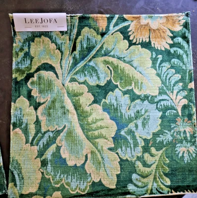 BRAND NEW SAMPLE 13" X 13"  GREEN LEAVES  VELVET Barwick Cypress - Image 1 of 4