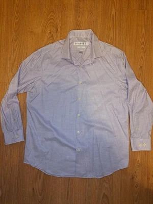 Perry Ellis Dress Shirt Men Medium 17-32/33 Purple Geometric - Image 1 of 4