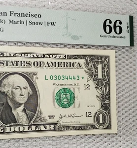 *Star* 2003 $1 Federal Reserve Star Note PMG Gem UNC 66EPQ Semi-Fancy Serial # - Picture 1 of 6