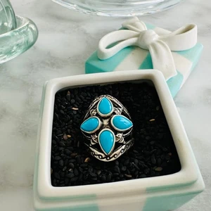 Carolyn Pollack Oval Sleeping Beauty Turquoise .925 Sterling Silver Ring Size 6 - Picture 1 of 4