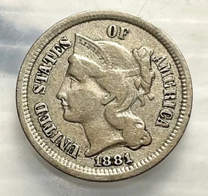 1881 3 Cents - Three Cent Nickel - XF - Picture 1 of 4
