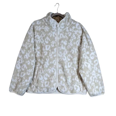 All in Motion Sherpa Jacket Womens XXL Animal Print Relaxed Zip Beige Sweatshirt - Image 1 of 4