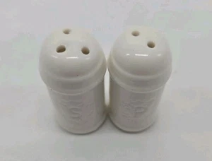 Vintage Tiny White Salt & Pepper Shaker Set 1 ½" Tall Porcelain  - Picture 1 of 4