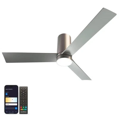 ATOMI SMART NOUVO 3 INDOOR WIFI 52” MODERN CEILING FAN~METALLIC SILVER~NIB!! - Image 1 of 4