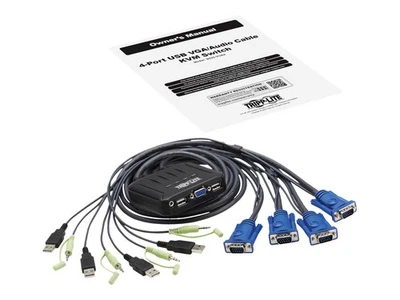 Tripp Lite 4-Port VGA KVM Switch with Built-In VGA, USB and 3.5 mm Audio Cables - Image 1 of 4