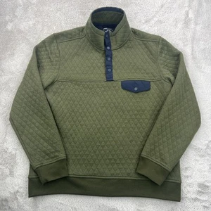 Untuckit Sweater Mens Medium Green Quilted Fleece Carufe Snap Collared Pullover - Picture 1 of 18