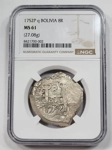 1752 Cob 8 Reales NGC MS61 High Grade Strong Strike Assayer q Potosi Bolivia M33 - Picture 1 of 5