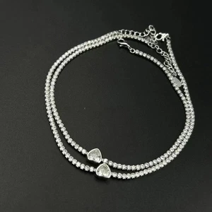 6CT Heart Cut Lab Created Diamond Women's Tennis Anklets 14k White Gold Plated - Picture 1 of 4