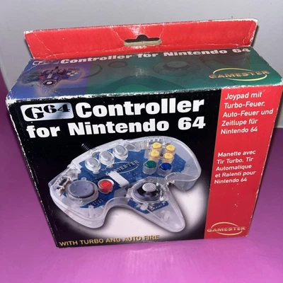 Transparent Gamester N64 Controller For The Nintendo 64 Games Console new vtg - Image 1 of 4