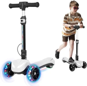 3 Rad Elektroroller für Kinder, Tretroller mit leistungsstarkem Weiß  - Bild 1 von 8