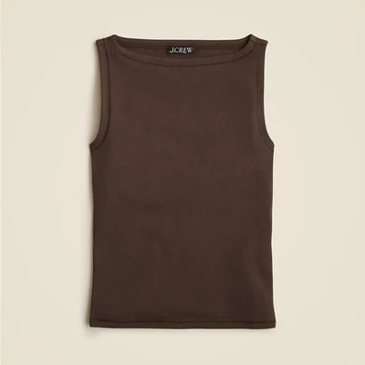 J. Top grande marrón chocolate Crew Stretch de algodón Foto 1 de 4