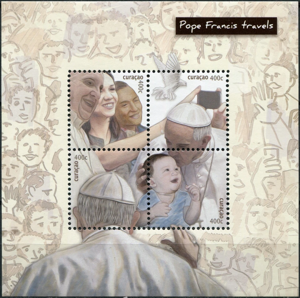 Curazao 2015. Hoja de recuerdo de viajes del Papa Francisco (MNH OG **) Foto 1 de 1