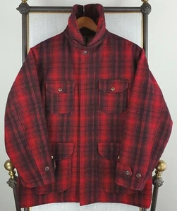 VTG 1960's WOOLRICH USA Size 40 Medium Buffalo Plaid Wool Mens Hunting Jacket - Picture 1 of 12