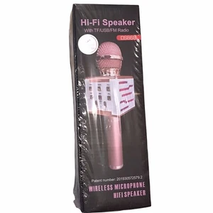 Wireless Microphone with Hi-Fi Speaker with TF/ USB/ FM Radio Rose Gold. NEW!! - Picture 1 of 8
