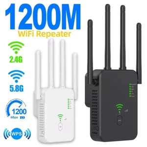 1200Mbps WiFi Wireless Repeater Signal Booster Dual-Band 2.4G 5G WiFi Gigabit - Afbeelding 1 van 7