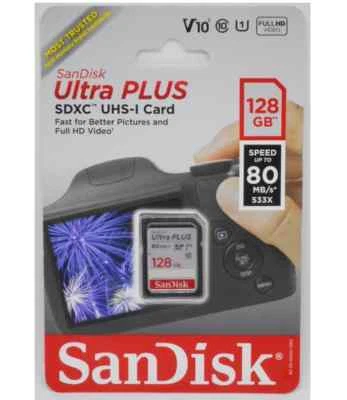 SanDisk Ultra® PLUS SDXC™ Memory Card 128GB - SDSDUSC-128G-AN6IN - 451064 - Image 1 of 3