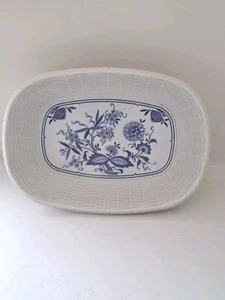 Emsa Blue Onion Basket West Germany Vintage Faux Wicker 11.5"x8" - Picture 1 of 9