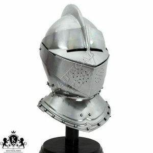 Armor Helmet English Close Helm 18 Gauge Medieval Knight Collectible Reenactment - Picture 1 of 3