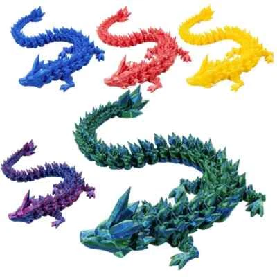 3D Printed Crystal Dragon Flexible Full Articulated Dragon Fidget Toy Decoration - Imagem 1 de 4