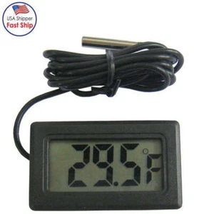 Digital LCD Thermometer for Fridges Freezer Coolers Chillers Mini 1M Probe Black - Picture 1 of 3