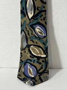Vintage 90s GUY LAROCHE 100% SILK TIE Green With Abstract Design - Picture 1 of 4