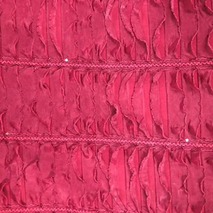 Burgundy Wine Frill Sequin Detail Ruffled Dress Fabric Material 60" wide A1009 - Picture 1 of 2