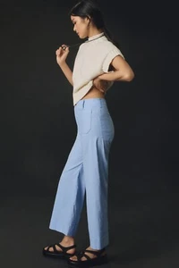 Anthropologie Colette Wide Leg Crop Pants Trousers Womens Sky Blue Size 27 NEW - Picture 1 of 5