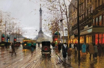 Place De La Bastille Paris Street Scene – Edouard Cortès 1882 Art Print Paris - Image 1 of 2
