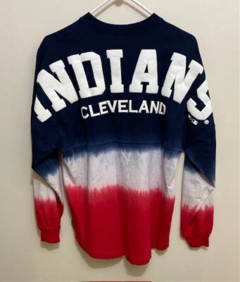 Cleveland Indians Tie Dye Long Sleeve Shirt Adult XS Fanatics Red White & Blue - Image 1 of 4