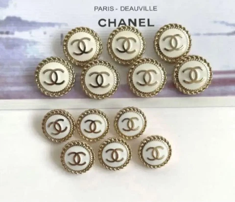 Chanel Vintage Parts Button White Gold 2 types 13 pieces Set Free shipping Cover