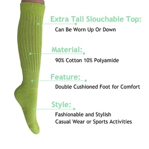 Almond Green All Cotton Slouch Socks Made in USA 3 PAIR Size 9 to 11 - Picture 1 of 5