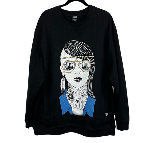 VETEMENTS Felpa grafica Fatal Clothing Co XXL tasca frontale manica lunga nativa unisex