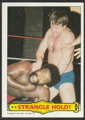1985 Topps WWF #40 Strangle Hold! Roddy Piper Junkyard Dog EXMT - Image 1 of 2