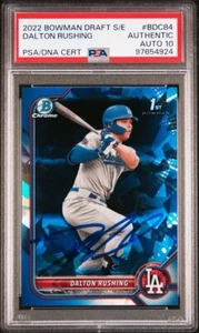 2022 Bowman Chrome Draft Dalton Rushing Sapphire Auto PSA 10 - Picture 1 of 2