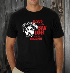 Jesus is My Savior not My Religion Christian Religious 100% Cotton Black T-shirt - Picture 1 of 1