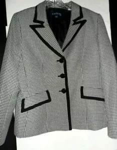 Evan-Picone Damen Gr. 12 Herringbone Jacke schwarz/weiß - Bild 1 von 6
