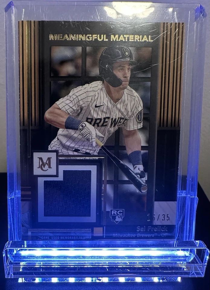 Sal Frelick Milwaukee Brewers 16/35 RC Game Used Mem Topps 2024 Museum  - Image 1 of 3