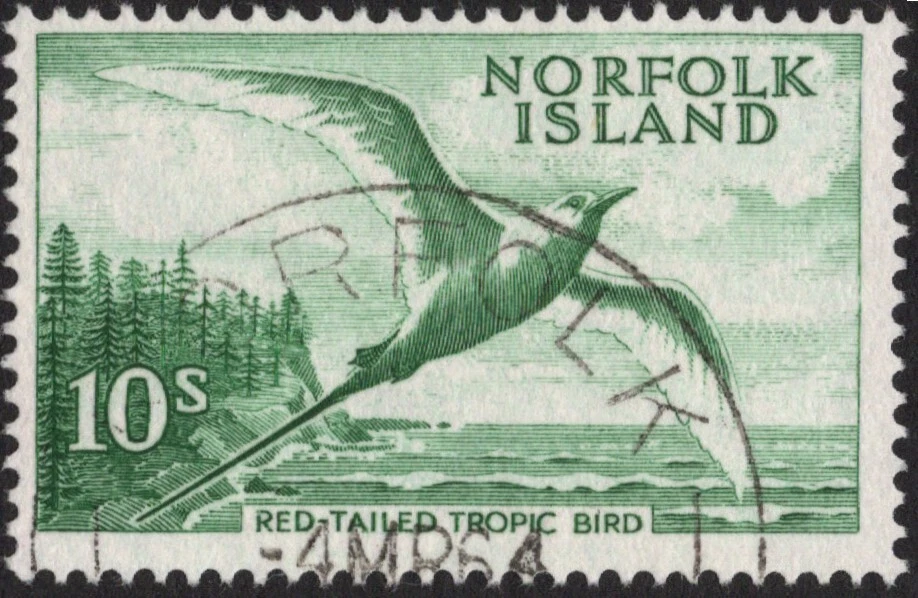 Isla Norfolk 1960 10/- pájaro fino usado (A30010) Foto 1 de 1