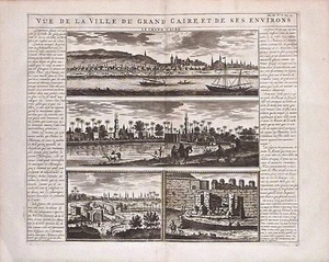 Antique map, Chatelain, Vue de la Ville du Grand Caire et de ses environs - Picture 1 of 1